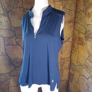 Tribal Women's Sleeveless Zip-Front Top in Deep Blue